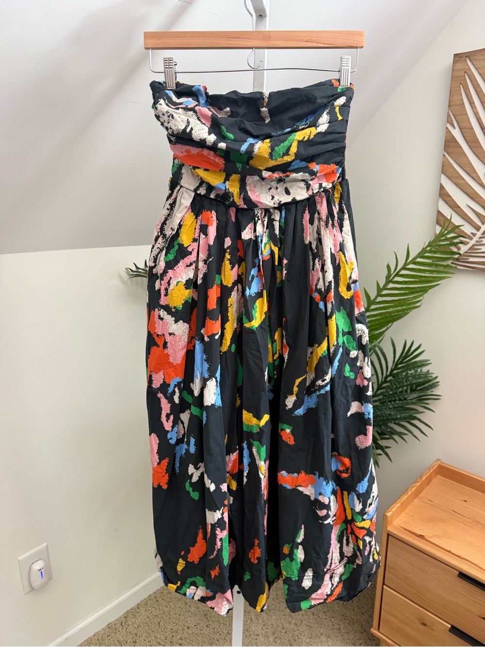 A.L.C. Tate Strapless Cotton Dress in Black Multi Size 8 - Picture 3 of 5
